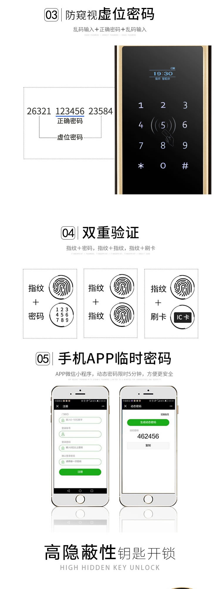 启智来家用全自动指纹锁 半导体密码锁