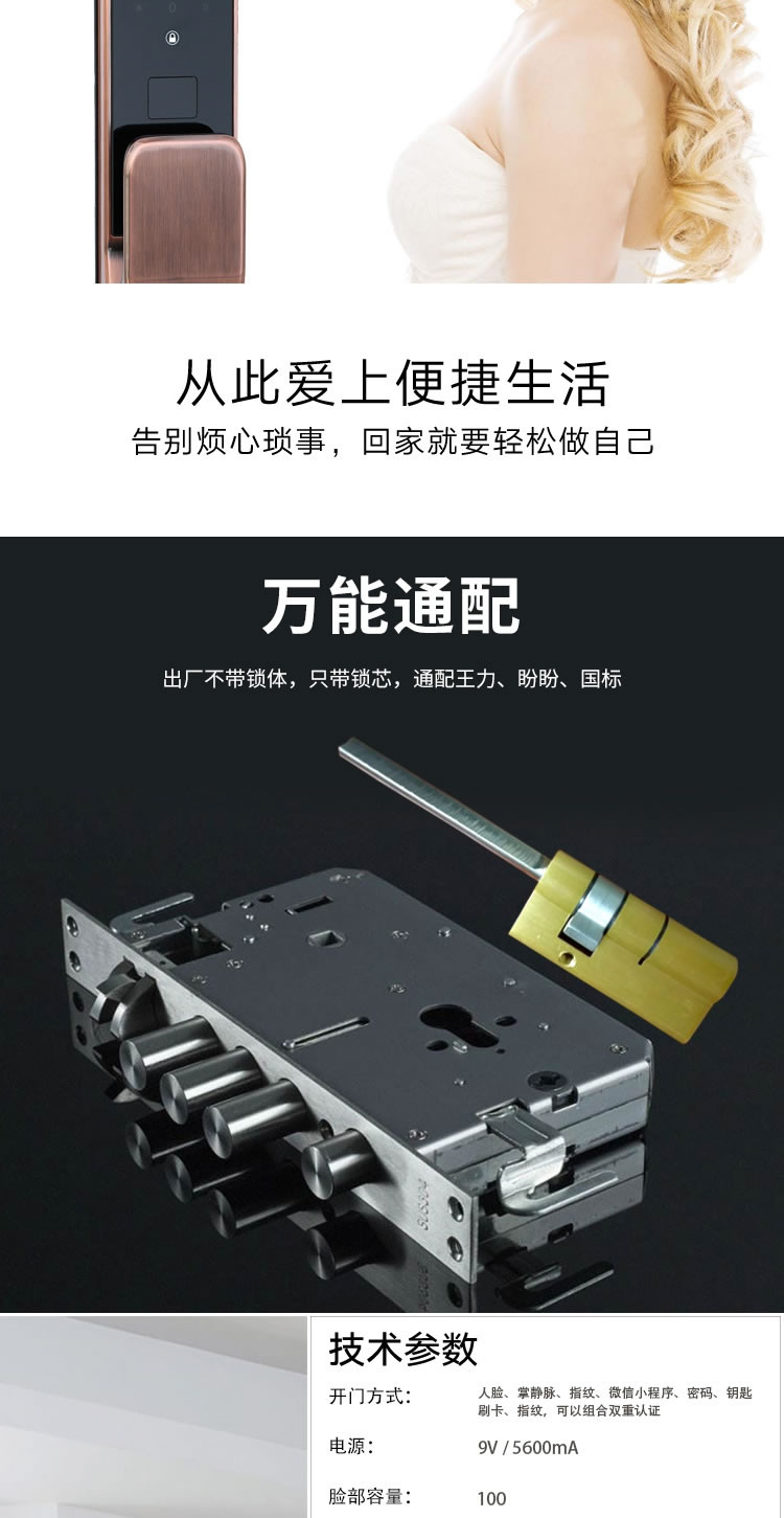 启智来全自动人脸识别锁 APP智能门锁