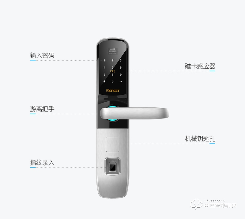 尊爵直板指纹锁 智能识别指纹密码锁 家用防盗门指纹锁