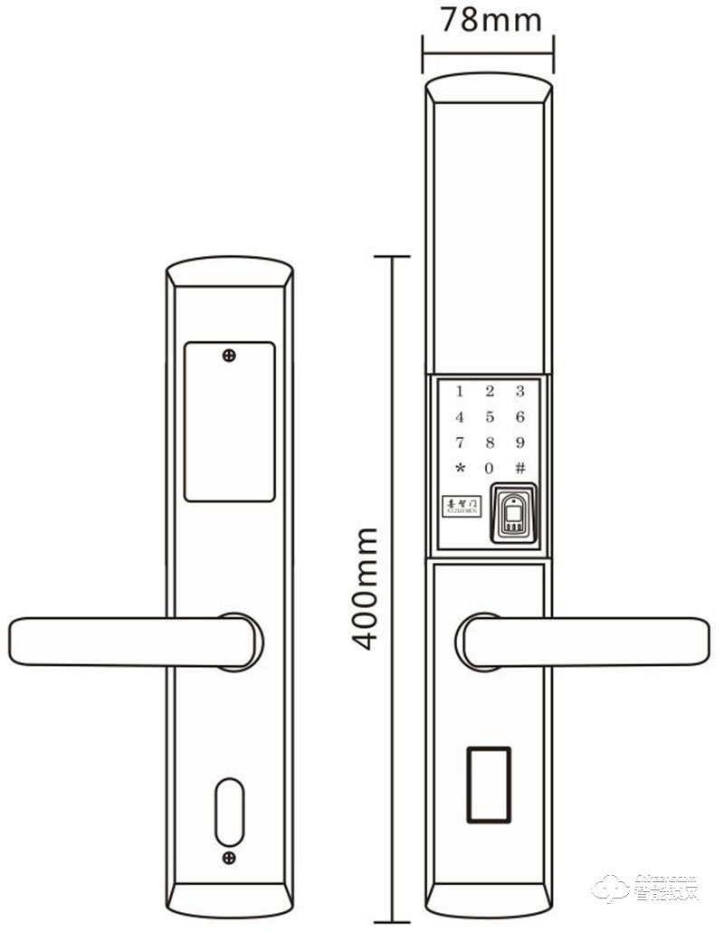 喜智门智能锁 XZM-105不锈钢色滑盖密码锁