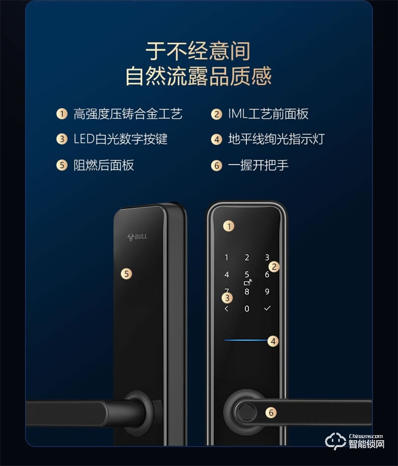公牛指纹锁GNK-EZ02 家用智能锁密码锁电子锁