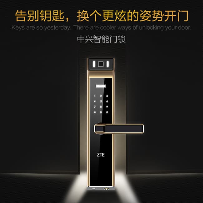 中兴指纹锁 家用防盗智能门锁